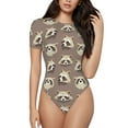 thumbnail image 1 of Naloa Raccoon Women's Short-Sleeved Onesie, One-Piece Swimsuit for Parties, dates, clubs - XX-Large, 1 of 9