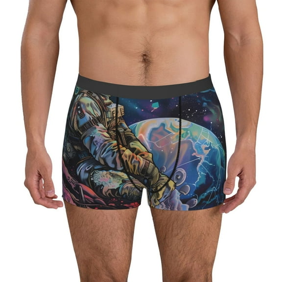 Naloa Rainbow Astronaut Space Landscape Mens Underwear - Boxers for Men, Mens Boxer Briefs, Classic Briefs for Men-Small