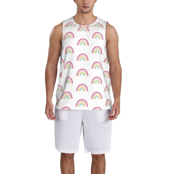 Naloa Rainbow Basketball Jersey Reversible Men's Mesh Athletic Sports Shirts Training Practice S-4XLMedium