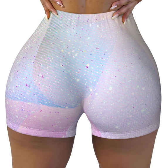 Naloa Rainbow Biker Shorts for Women Seamless Scrunch Short Women’s Yoga Shorts for Gym Running Sport Shorts - X-Large