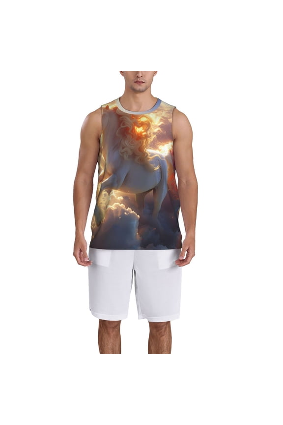 Rainbow Cloud White Horse Basketball Jersey Reversible Men's Mesh Athletic Sports Shirts Training Practice S-4XLSmall