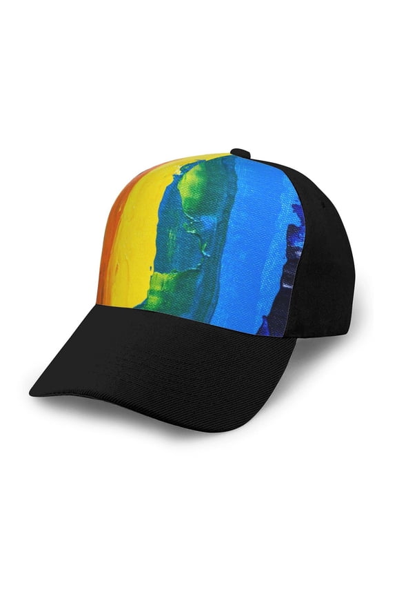 Rainbow Colored Adult adjustable Print Baseball Hat, Patchwork curved brim baseball capfor Men and Women, One Size