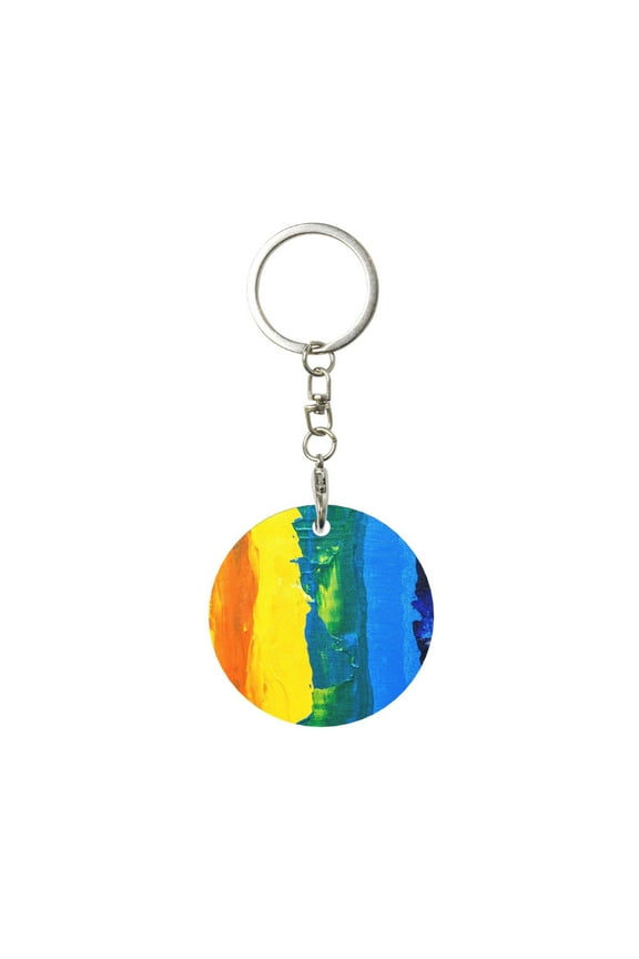 Rainbow Colored Print Round Keychain Keychain Key Ring, Key Tag, Key Chain Bulk for Gift Accessories (Round)