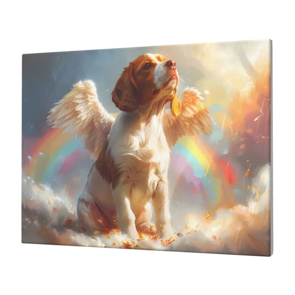 Naloa Rainbow English Cocker Spaniel Print Canvas Picture,Wall Pictures, Modern Decorative Poster,Art Prints for Bedroom, Toilet, 40 x 30 cm, Built-in Wooden Frame