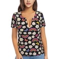 thumbnail image 1 of Naloa Rainbow Flowers Print T-Shirts Short Sleeve V Neck Tees for Women Fashion Tops Trendy Lightweight Soft Casual Summer Outfits Clothes, 1 of 5