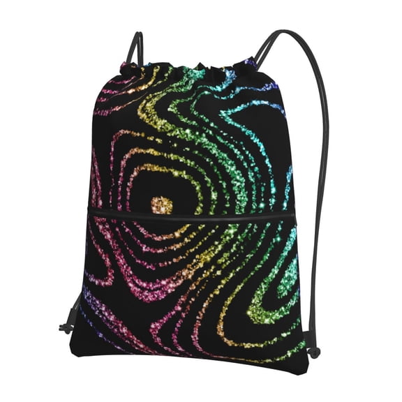 Naloa Rainbow Glitter Drawstring Backpack String Bag Cinch Water Resistant for Gym Shopping Sport Yoga