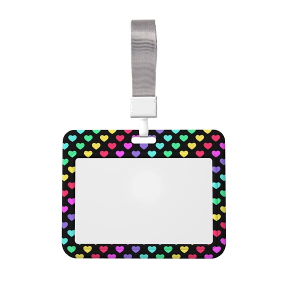 Naloa Rainbow Hearts Card Badge Holder Work Badge Sleeve for Office, School, Factory, ID Credit Cards, Driver Licenses and Passes