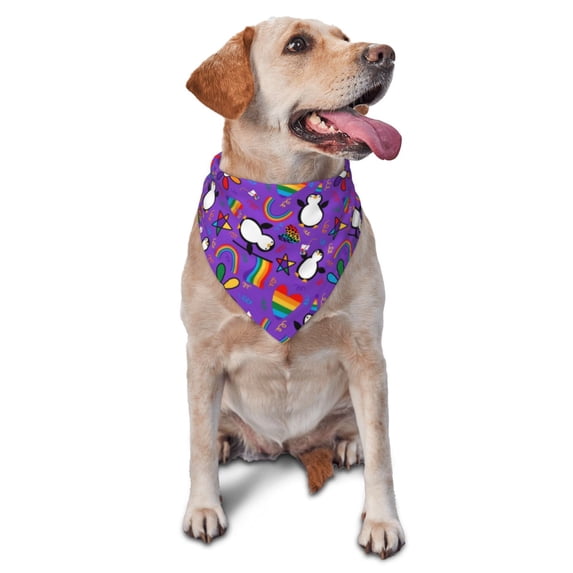 Naloa Rainbow Lgbt Penguin Dog Bandanas 1PC Washable Triangle Dog Scarfs Premium Durable Fabric, for Small Medium Large Dogs and Cats
