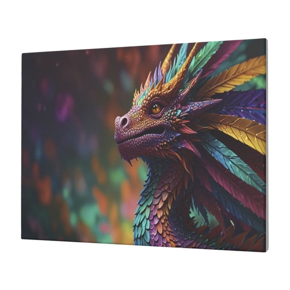 Naloa Rainbow Scales Fantasy Dragon Print Canvas Picture,Wall Pictures, Modern Decorative Poster,Art Prints for Bedroom, Toilet, 40 x 30 cm, Built-in Wooden Frame