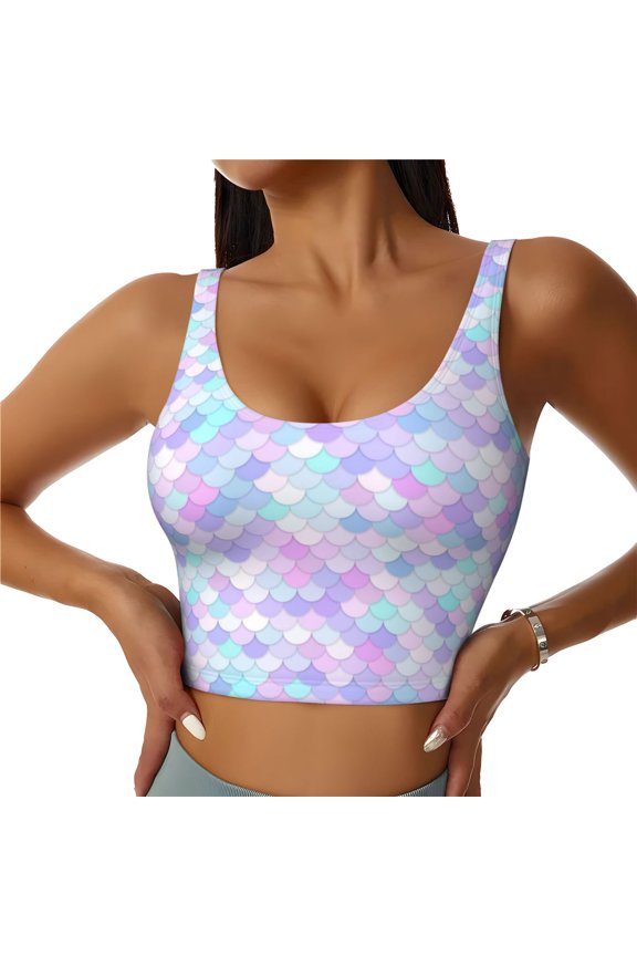Rainbow Scales Sports Bras for Women, High Support Bra with Removable Pads, Comfortable - Medium
