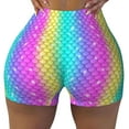 thumbnail image 1 of Naloa Rainbow Scales2 Biker Shorts for Women Seamless Scrunch Short Women’s Yoga Shorts for Gym Running Sport Shorts - Large, 1 of 9