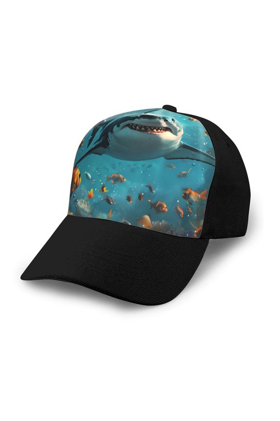 Realistic Ocean Shark Adult adjustable Print Baseball Hat, Patchwork curved brim baseball capfor Men and Women, One Size