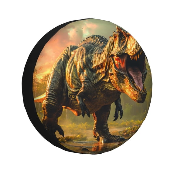 Naloa Realistic Style Forest Dinosaur PVC Leather Spare Tire Wheel Cover for Car Truck SUV Camper Trailer Universal Fit many size17 inch