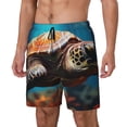 thumbnail image 1 of Naloa Realistic Turtle Print Men Swim Trunks with Compression Liner ,Board Shorts,Men's Swim Shorts with Drawstring and Elastic Waistband-Large, 1 of 6
