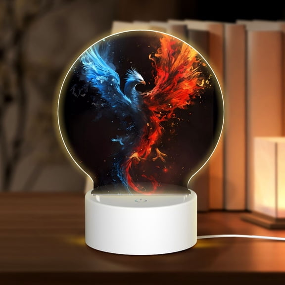 Naloa Red And Blue Fire Bird Acrylic LED Night Light Custom LED Lights Personalized Nightlight Customized Gifts for Family Couples Friends