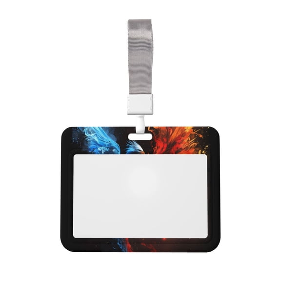 Naloa Red And Blue Fire Bird Card Badge Holder Work Badge Sleeve for Office, School, Factory, ID Credit Cards, Driver Licenses and Passes