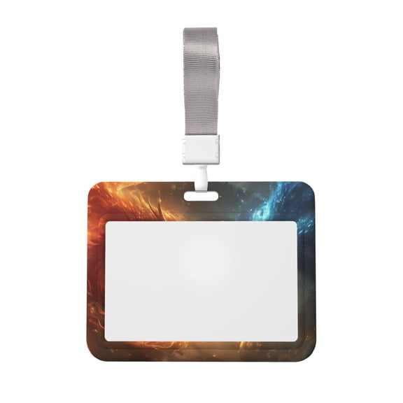 Naloa Red And Blue Fire Dragon B Card Badge Holder Work Badge Sleeve for Office, School, Factory, ID Credit Cards, Driver Licenses and Passes