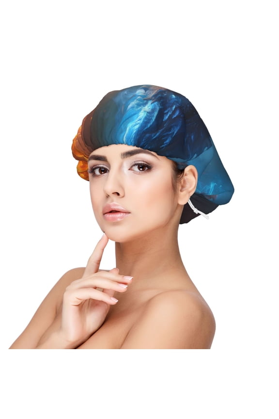 Red And Blue Fire Dragon E Adjustable Hair Bonnet for Sleeping, Hair Wrap Sleep Cap Turban for Women Men, Curly Straight Hair Long Large Braid Unisex