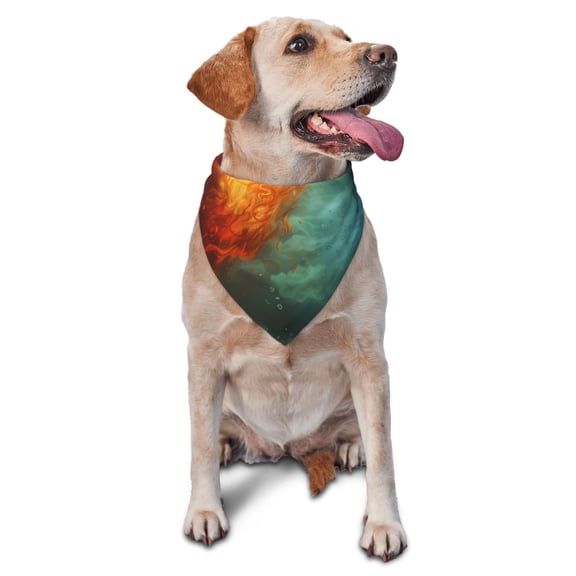 Naloa Red And Blue Fire Peacock Dog Bandanas 1PC Washable Triangle Dog Scarfs Premium Durable Fabric, for Small Medium Large Dogs and Cats