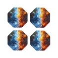 thumbnail image 1 of Naloa Red And Blue Flame Waves Leather Coasters for Drinks, Durable Drink Coasters 4 Set for Tabletop Protection, Luxurious Home Décor and Housewarming Gift ( {designName})Octagon, 1 of 6