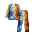 thumbnail image 1 of Naloa Red And Blue Flame Waves Men’s Pajamas Set - Long Sleeve Button Down Sleep Shirt and Pajama Bottoms Sleepwear Set-XX-Large, 1 of 7