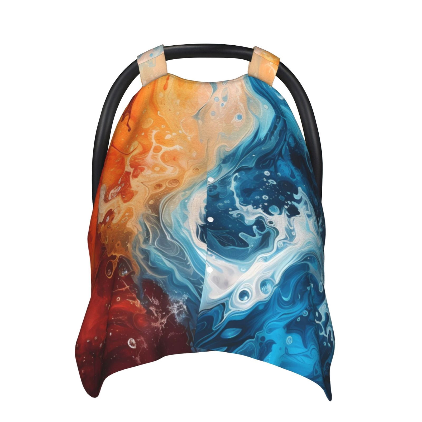 Naloa Red And Blue Waves Baby Car Seat Cover, Breathable Baby Carrier Cover, Multiuse Baby Carrier Cover & Nursing Breastfeeding Cover
