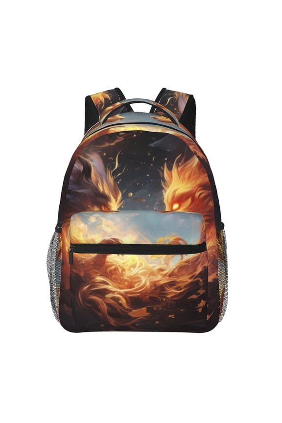 Red And Gray Flame Fox Print Solid Color Tie Formal Necktie for MenSuitable for business, daily life, work