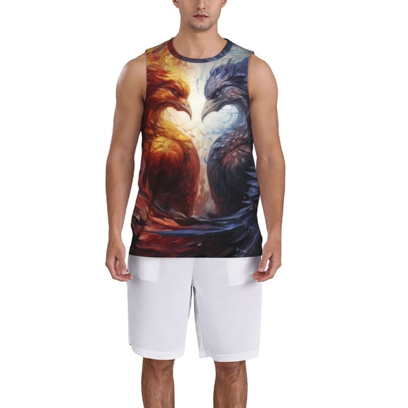 Naloa Red And White Fire Bird Basketball Jersey Reversible Men's Mesh Athletic Sports Shirts Training Practice S-4XLLarge