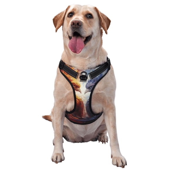 Naloa Red And White Fire Bird Pet Harness Vest with Traction Rope, Adjustable No-Choke Dog Vest for Outdoor, Walking - Small
