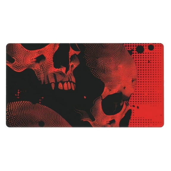Naloa Red And Black Abstract Skull Gaming Mouse Pad Large Mouse Mat Long Extended Desk Pad Non-Slip Rubber Mice Pads Stitched Edges Thin Pad (16x29.5 Inch)
