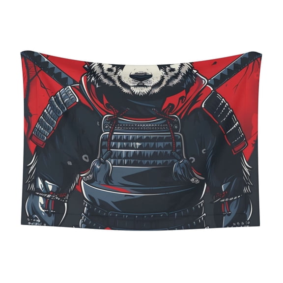 Naloa Red Black Eastern Panda Warrior Dog Blanket, 3 Sizes Cat Blanket for Indoor Cats Large Medium Small Dog Gifts-Small