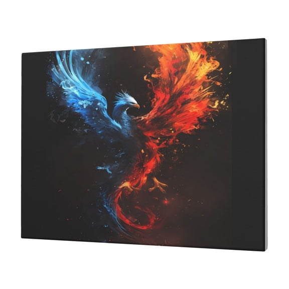 Naloa Red And Blue Fire Bird Print Canvas Picture,Wall Pictures, Modern Decorative Poster,Art Prints for Bedroom, Toilet, 40 x 30 cm, Built-in Wooden Frame