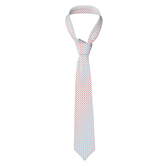 Naloa Red Blue Polka Dots Print Solid Color Tie Formal Necktie for Men,Suitable for business, daily life, work