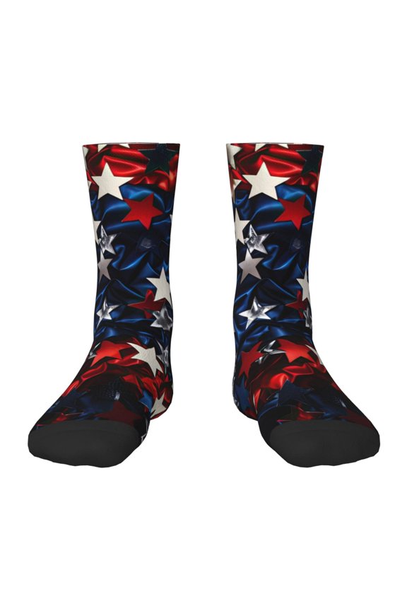 Red Blue White Stars Kids Socks Unisex Kids and Toddlers' Crew Socks, ,1 Pairs
