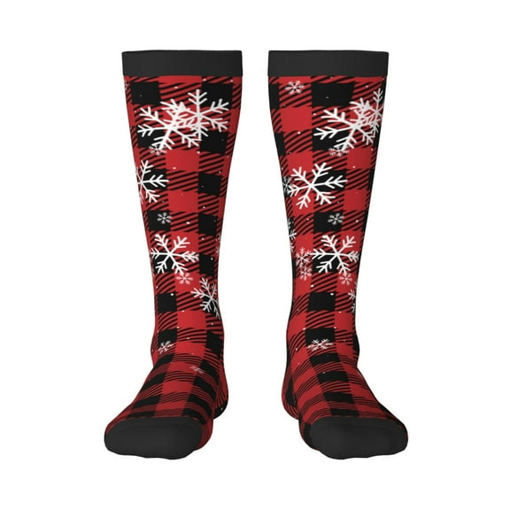 Naloa Red Buffalo Plaid Knee Socks, High Socks Long Stretchy Sock Women Knee High Stocking, Long Socks for Women