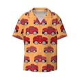 thumbnail image 1 of Naloa Red Cars Men's Loose Fit Cuban Collar Short-Sleeve Shirt with Button-down and Chest Pocket for Everyday Wear Outings - 3X-Large, 1 of 7