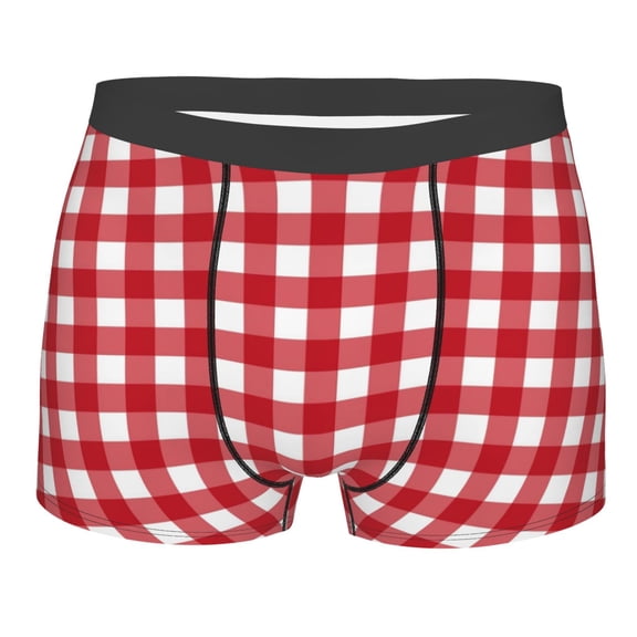 Naloa Red Checkboard Print Mens Underwear - Boxers for Men, Classic Briefs for Men