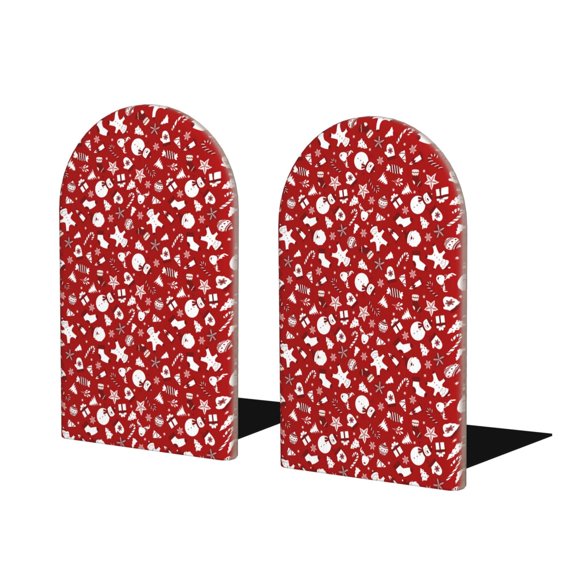 Naloa Red Christmas Cheer. Wood Non-Skid Bookend for Shelves,Book Ends for Heavy Books, Book Stand for CDs,1 Pair