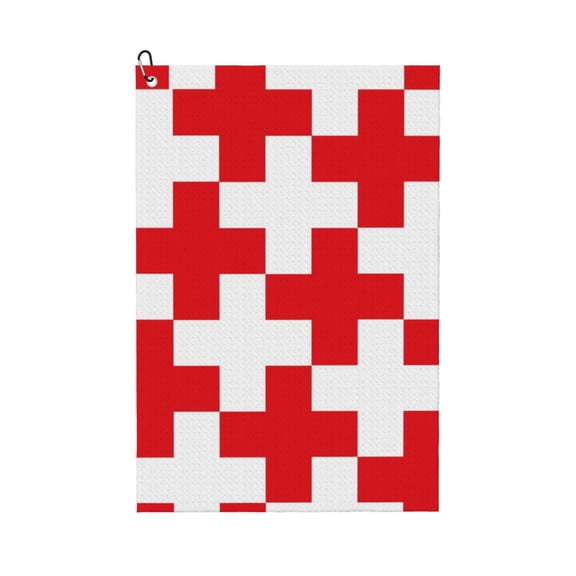 Naloa Red Cross 1 Golf Towel Golf Gift for Men and Women Golf Towel with Carabiner Clip to Quickly Remove Mud, Dirt and Sweat