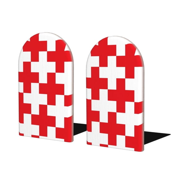 Naloa Red Cross 1 Wood Non-Skid Bookend for Shelves,Book Ends for Heavy Books, Book Stand for CDs,1 Pair
