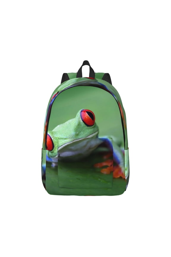 Red-Eyed Tree Frog-1 Canvas Backpack for Men Women Rucksack Casual Travel Daypack College Tote Satchel Bookbag for Teens-Medium
