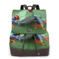 thumbnail image 1 of Gaeub Red-Eyed Tree Frog-1 Print Women's Leather Backpack,Travel Laptop Backpack,Fashion Ladies Leather Backpack Bag for Travel,Leather Drawstring Daypack for Me, 1 of 4