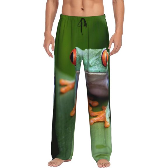 Naloa Red-Eyed Tree Frog Pajama Pants Men, PJ Bottoms, Sleep & Lounge Pants-Medium