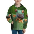 thumbnail image 1 of Naloa Red-Eyed Tree Frog Teenage Zipper Hoodie, Long Sleeve Zip Up Hoodies Casual Jackets Tops for 7-12 Years-Medium, 1 of 6