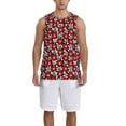 thumbnail image 1 of Naloa Red Floral Basketball Jersey Reversible Men's Mesh Athletic Sports Shirts Training Practice S-4XLLarge, 1 of 6
