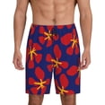 thumbnail image 1 of Naloa Red Floral Men's Short Pajama Pants, Pj Shorts, Lounge Comfort Shorts-3X-Large, 1 of 6