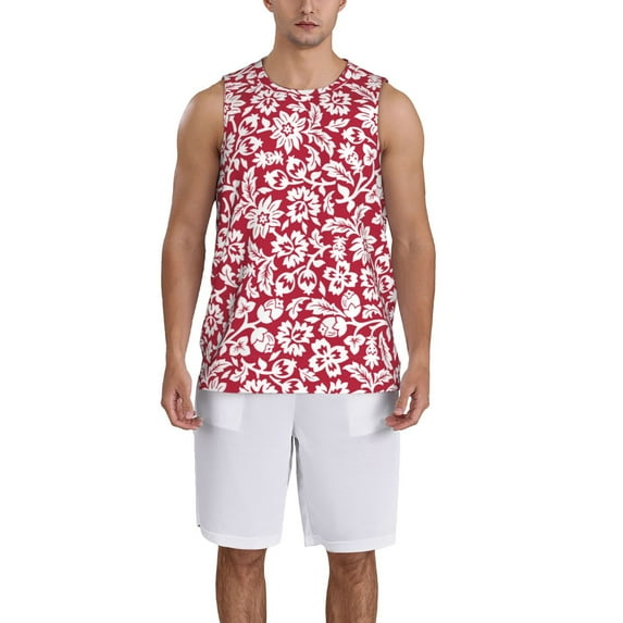 Naloa Red Flowers Basketball Jersey Reversible Men's Mesh Athletic Sports Shirts Training Practice S-4XL4X-Large