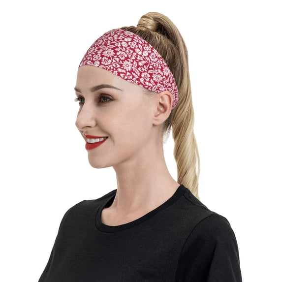 Naloa Red Flowers Fashionable Sport Sweatband for Running, Yoga, Basketball - Head Circumference 19.6-22.4 inches