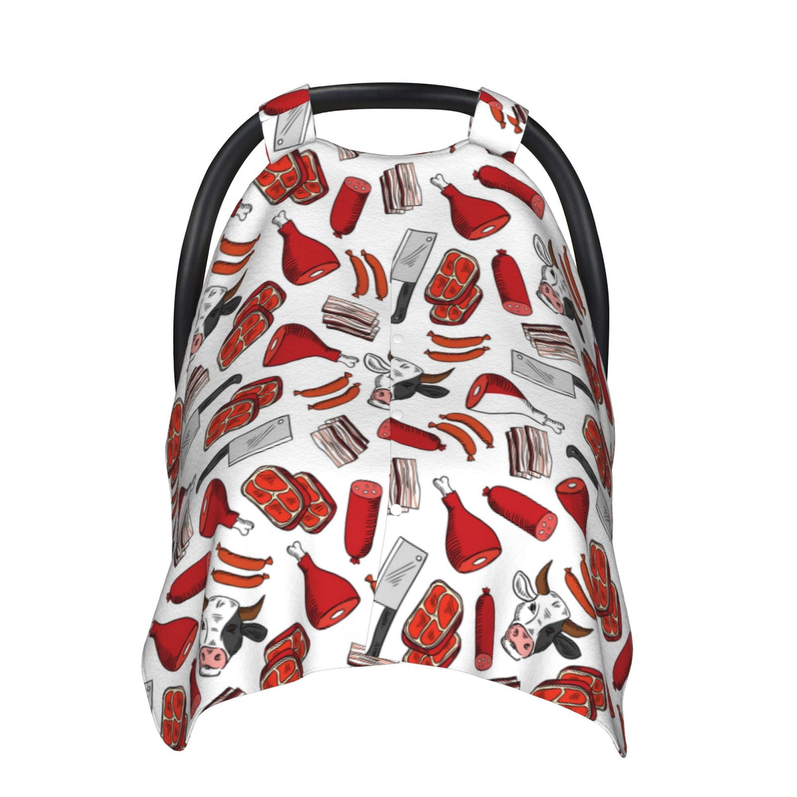 Naloa Red Food Baby Car Seat Cover, Breathable Baby Carrier Cover, Multiuse Baby Carrier Cover & Nursing Breastfeeding Cover
