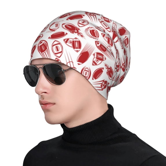 Naloa Red Football Soft Beanie Hat, Knit Beanie Daily Beanie in Fine Knit for Women Men Winter Travel, Outdoor